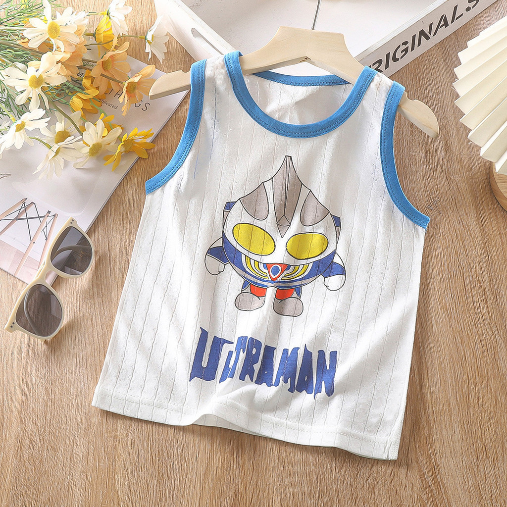 Trẻ Em Nguyên Chất Cotton Áo Mùa Hè Mỏng Phong Cách Rời Làm Mới Jacquard Nhẹ Thoáng Khí Không Tay Top Trẻ Em Hoạt Hình Thời Trang Đế JHZX