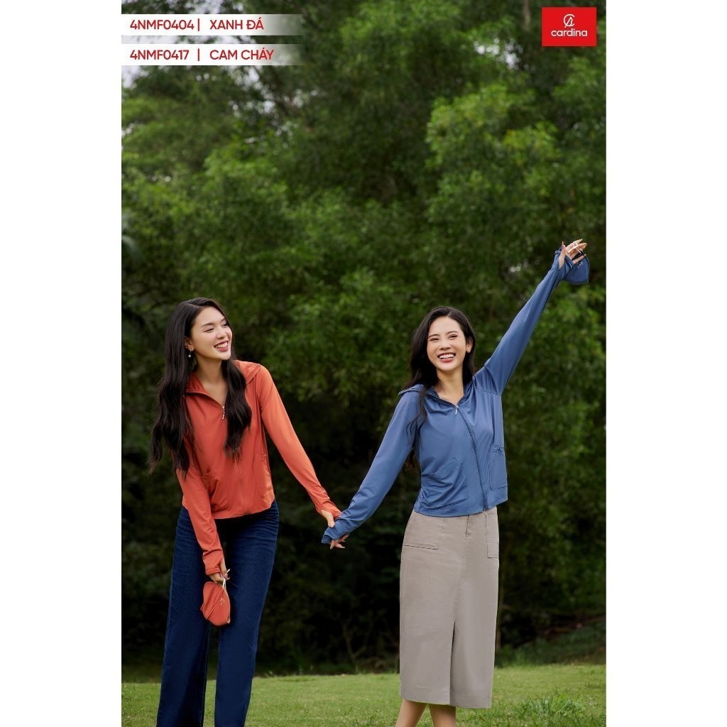 Áo Khoác Nữ Cardina Chống Nắng 1 Lớp Thanh Xuân Sợi Lạnh Thoáng Mát Mềm Mịn Co Giãn 4 Chiều 4NMF04