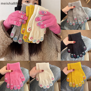 Meisha888 1 Nữ Ngộ nghĩnh Biểu Hiện Mặt Găng Tay Dệt Kim Full Ngón Găng Tay Móc Mềm Găng Tay Hoạt Hình Biểu Hiện Lái Xe Găng Tay