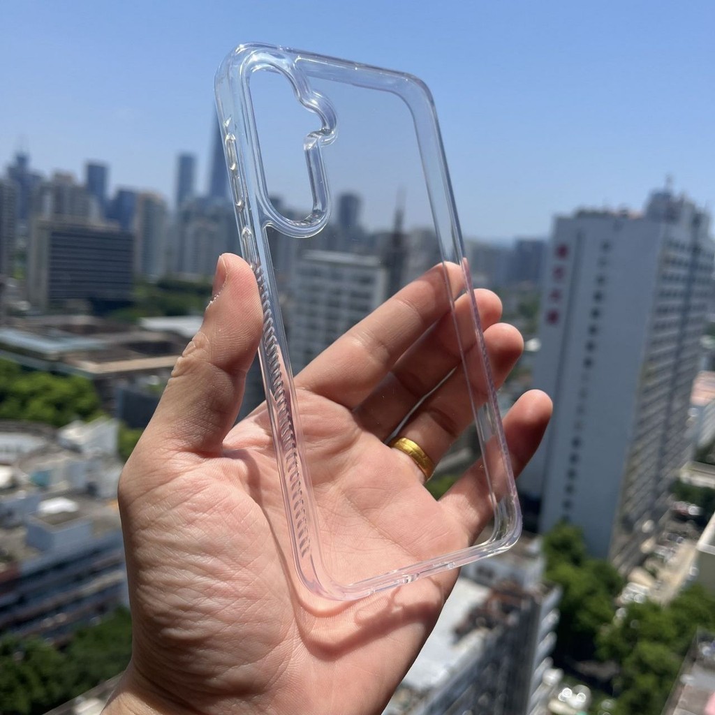 Ốp Điện Thoại Acrylic Cứng Cho Samsung A55 A35 A54 A53 A52 A05 A05S A12 A13 A14 A15 A22 A23 A24 A25 A32 A34 A73 A04E S24 Ốp Điện Thoại Dày Chống Sốc Màu Đen Trong Suốt