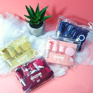 Bộ Chiết Mỹ Phẩm Du Lịch Cao Cấp Gồm 5 Món Dụng Cụ Chiết Mini Tiện Lợi  - Túi Zip Có Khoá Kéo M74