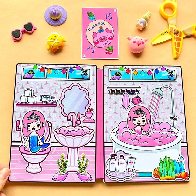 đồ chơi ngồi nhà tocaboca beauty. holic dán toca boca búp bê giấy blackpink đồ chơi giấy cinnamoroll