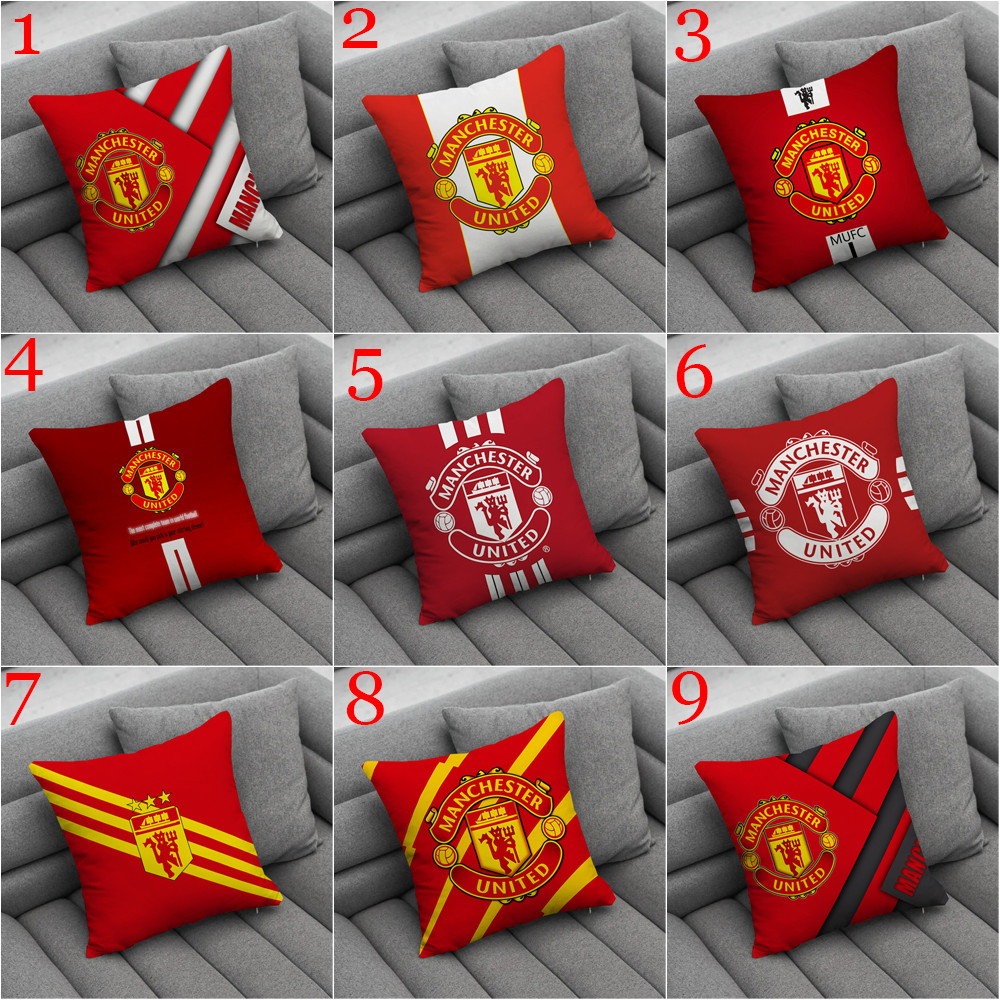 Manchester United FC Logo Ném Gối In Một Mặt Gối Phòng Khách Sofa Xe Quà Tặng Đệm Quà Tặng Trẻ Em Quà Tặng (Không Có Lõi)
