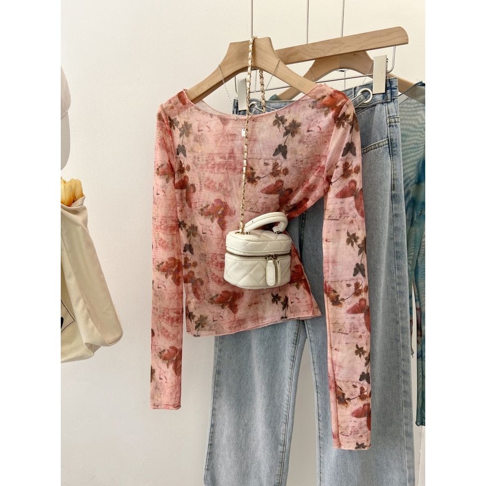 Milyfashion Slim-fit Slimer Look High-Stetch Gạc Smudge In Thiết kế dài tay Sen