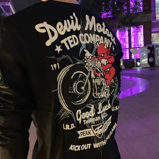 Nam Mặc ins Nhật Bản Quỷ Nhỏ Hợp Thời Trang Nam Dài Tay Áo Thun Xe Máy Punk Hợp Thời Trang Áo Thun Nam Hợp Thời Trang Thương Hiệu Hợp Thời Trang
