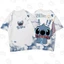 YB1 Stitch Cosplay Vải Hoạt Hình 3D Mùa Hè Áo Thun Cho Trẻ Em Người Lớn Anime Tay Ngắn Top BY1