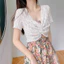 Áo thun ren DELMER, Áo Crop top lưới cổ chữ V rỗng, sọc thời trang xuyên thấu phong cách Hàn Quốc Khăn choàng chống nắng cho nữ