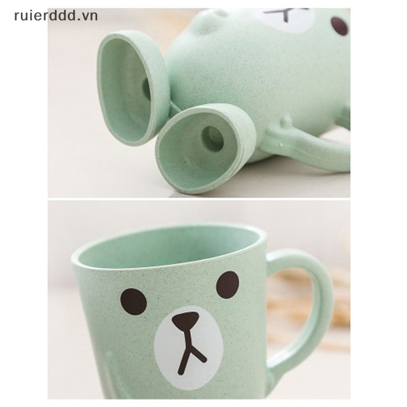 # New # Home Phòng tắm Tumbler Cốc nước súc miệng Rơm lúa mì Hoạt hình Động vật Bàn chải đánh răng.