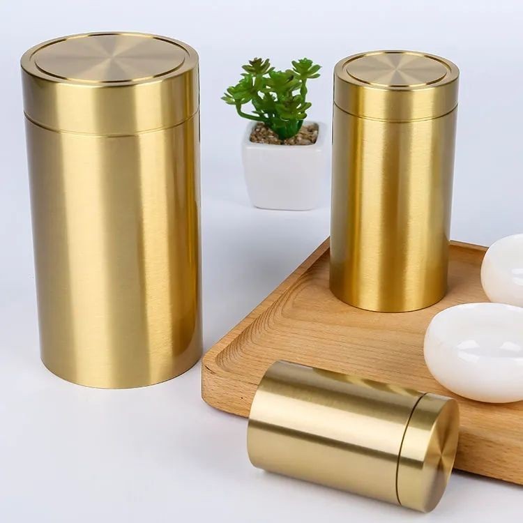 Hũ đựng trà đồng nguyên chất 06512|đồng rắn|niêm phong ren|chiều cao 15cm|chiều cao 12cm|chiều cao 7.5cm|độ kín tốt|thẩm mỹ cao đơn giản thanh lịch