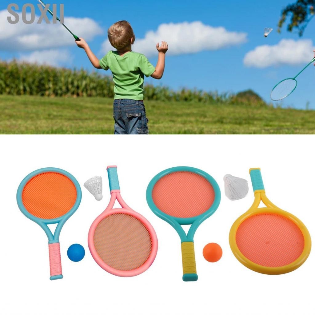 Soxii Children Badminton Racket Slip Resistant Durable Elastic Portable Tennis Set for Kids 2 Rackets Balls