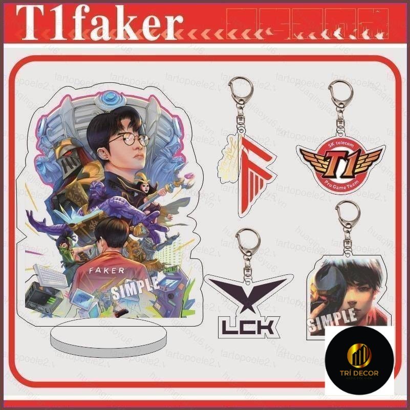 T1 faker LCK Móc Khóa Móc Khóa Hình Đồ Chơi Mô Hình Acrylic Dễ Thương Túi Mặt Dây Chuyền Móc Chìa Khóa Quà Tặng