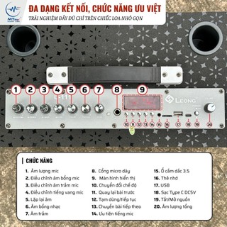 Loa Kéo Xách Tay Leong L-111 Công Suất 100w Bass Cực Mạnh, Bao Gồm 2 Loa Trung, 2 Loa Treble Và 1 Loa Bass Sub