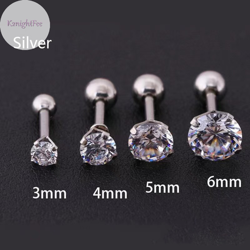 K2nightfee 1 Cái 4 Prong Bông Tai Đính Kim Cương Giả Dành Cho Nữ / Nam Tragus Sụn Tiêu Chuẩn Lobe Trang Sức Quà Tặng VN
