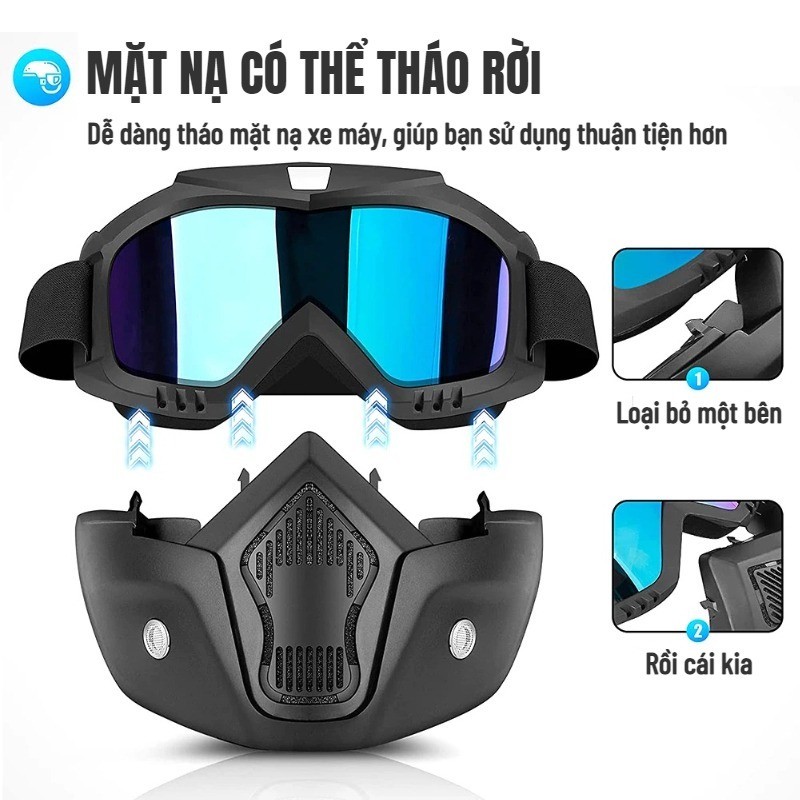 Cao Cấp Mặt Nạ Xe Máy, Kính Lái Xe, Mặt Nạ Mũ Bảo Hiểm Thể Thao Dành Cho Xe Địa Hình Gió Bụi Và Chống Nước