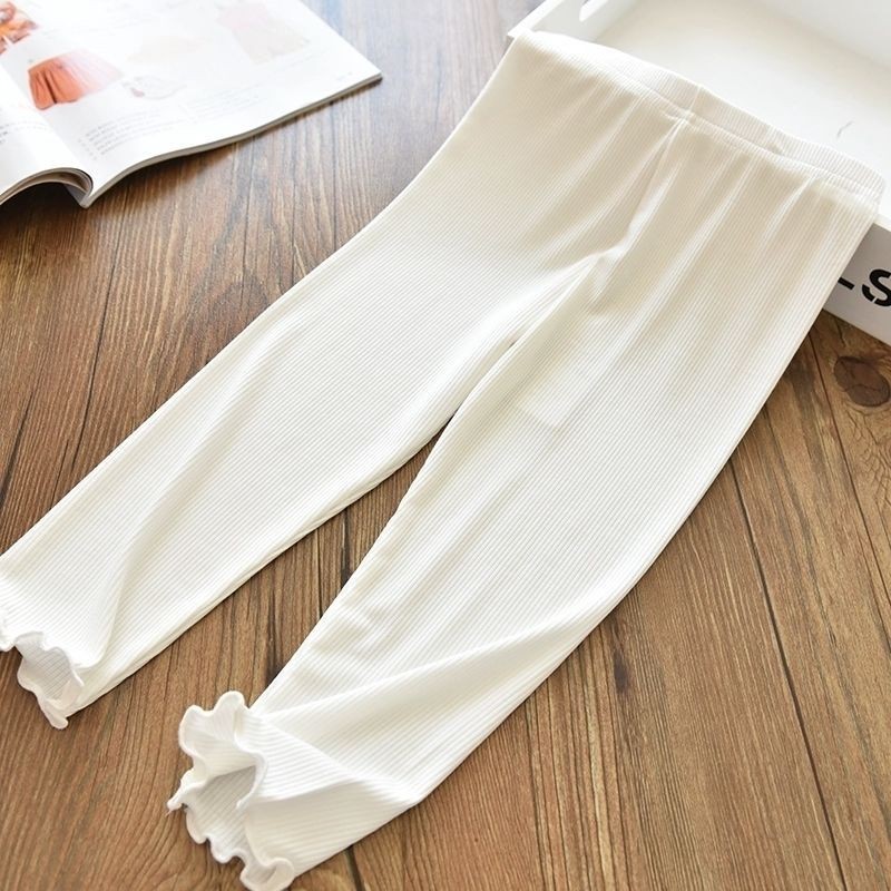 Bé Gái Co Giãn Ice Silk Legging Mỏng Macaron Phiên Bản Hàn Quốc Slim-fit Fungus Edge Quần 8FZY