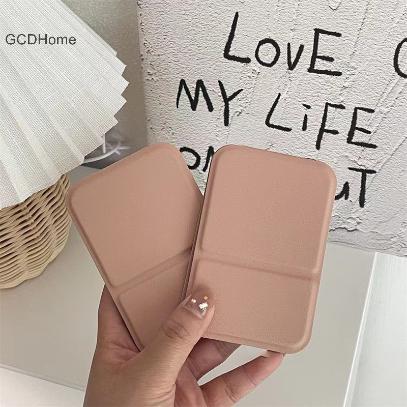 Gcdhome Để Bàn Gương Trang Điểm Màu Trơn Da Đơn Giản Di Động Cầm Tay Có Thể Gập Lại Gương Trang Điểm Học Sinh Nhỏ Gọn Dễ Thương Bỏ Túi Gương HOT
