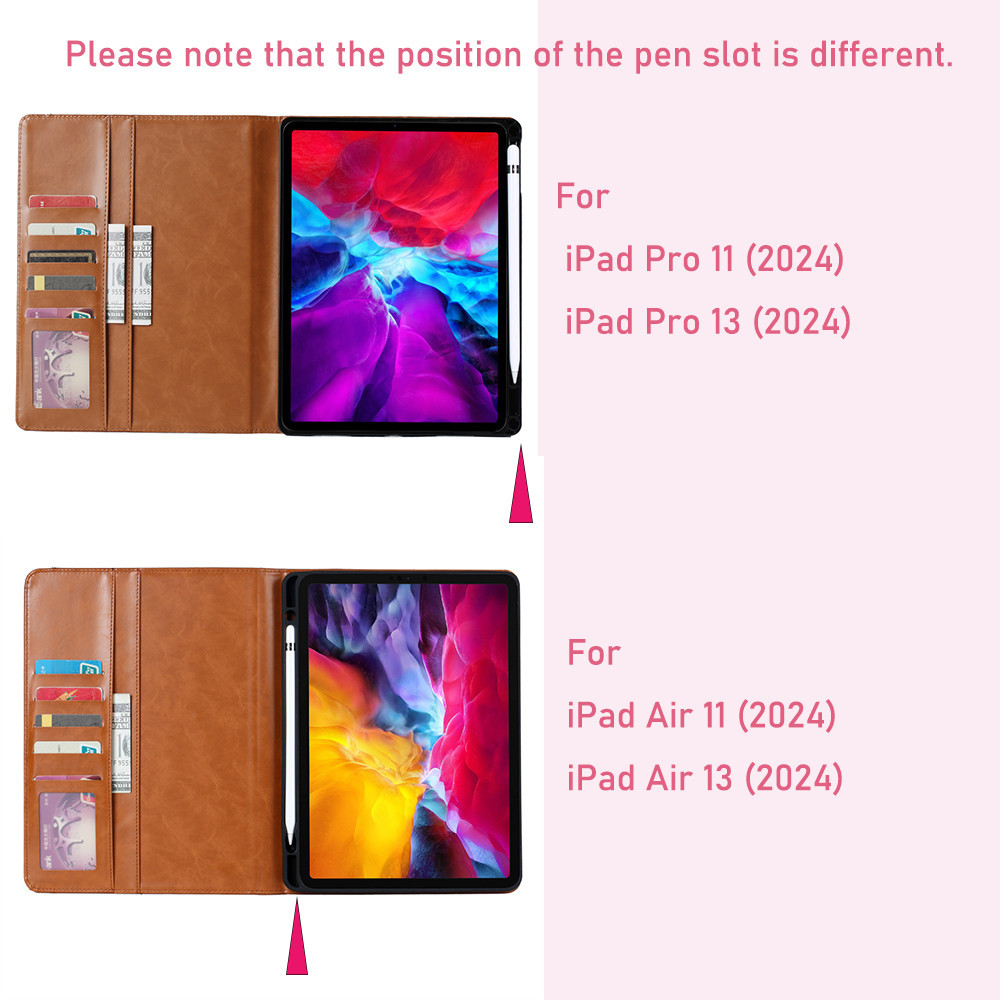 Vỏ Da Tương Thích Với iPad Air 11 13 Pro 11 13 2024 Bao Da Tự Động Ngủ Đánh Thức Và Khe Cắm Bút Chì Thông Minh