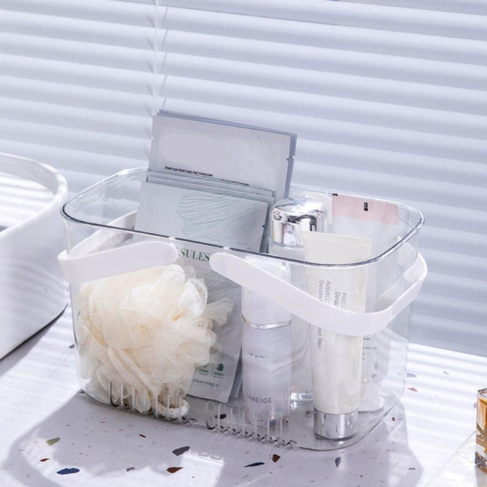 Giỏ đựng đồ trong phòng tắm AWNGD, có tay cầm trong suốt Giỏ sắp xếp đáy rỗng, Giỏ bơi di động dễ thoát nước bền bỉ