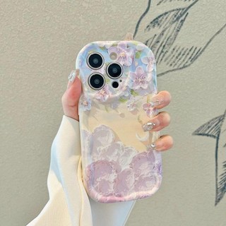 Sang Trọng Tranh Sơn Dầu Hoa Vòng Tay Ốp Lưng Điện Thoại Cho IPhone 12 13 Mini Pro Max 11 11Pro Vỏ Dây Xích 3D Sóng Cong Cạnh Vỏ Silicon Mềm