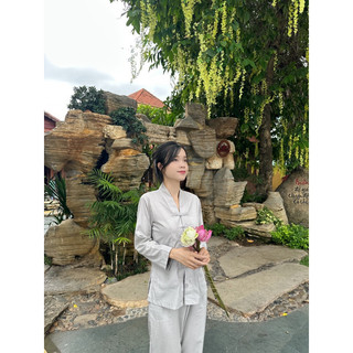 set pháp phục nữ la hán vải tre cao cấp, pháp phục đi chùa