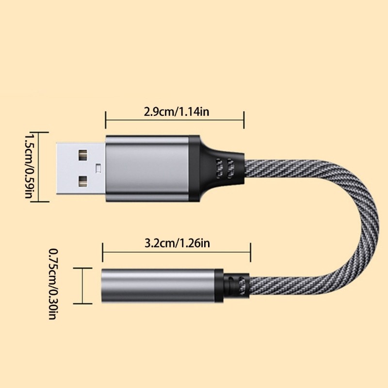 Cáp thính giác KIKIN Silver Grey USB sang 3 5mm cho tai nghe và micrô