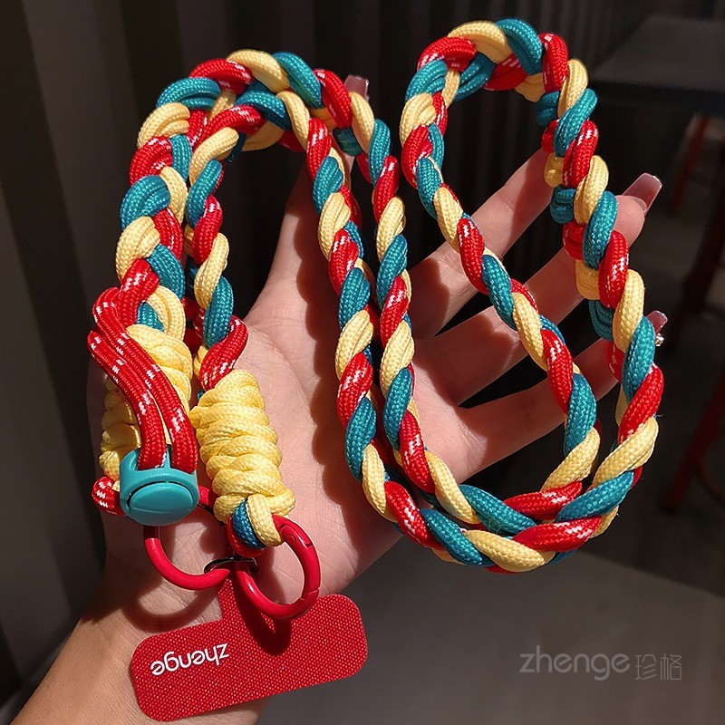 ((Cửa hàng bán chạy) Dây buộc điện thoại di động Đeo chéo Cổ đuôi ngựa đậm bện có thể lưng dài dành cho nữ Du lịch ngoài trời Dây leo núi du lịch