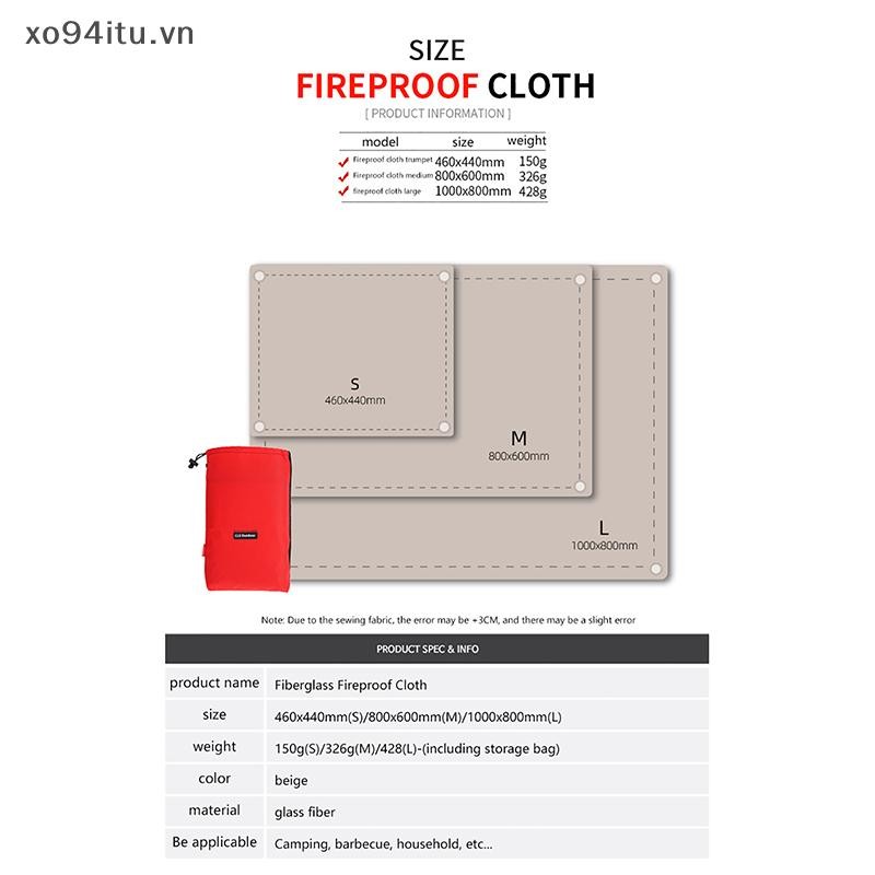 XOITU Cắm Trại Ngoài Trời Vải Chống Cháy BBQ Chăn Cháy Thảm Cách Nhiệt Chống Cháy Sợi Thủy Tinh VN
