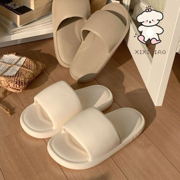 Xixitiao Dép Sandal Đế Bằng Mùa Hè Ngoài Trời Phong Cách Mới Mềm Mại Waxy Dép Nam Nữ Đơn Giản Màu Trơn Thoải Mái Bước Trên Shit Thường Ngày