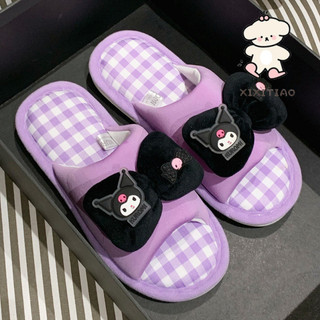 Xixitiao Dép Sanrio Nữ Dễ Thương HelloKitty Nhà Vải Lanh Cotton Đế Mềm