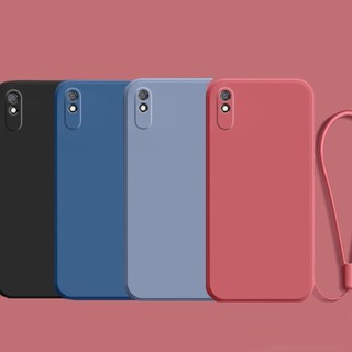 Thời Trang Mới Redmi 9A 9i 8A Vuông Ốp Lưng Khung Mỏng Mềm TPU Silicon Có Dây Đeo Tay Dây Đeo Cổ Tay