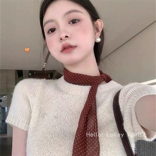 Đầu Thu Phong Cách Mới Retro Melade Màu Chấm Bi Khăn Lụa Nhỏ