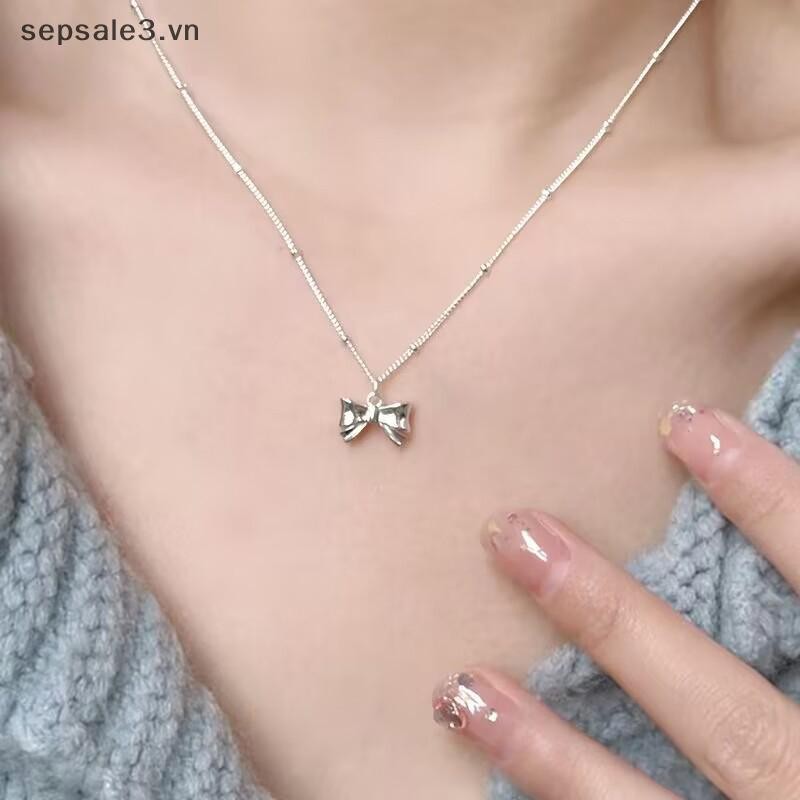 # Sepsale # Màu Bạc Nơ Mịn Mặt Dây Chuyền Vòng Cổ Nữ Dây Xích Cổ Tối Giản Quà Tặng Sinh Nhật Nhẹ Trang Sức Sang Trọng.
