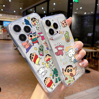 Vỏ Crayon Shin-chan Dễ Thương Cho Samsung Galaxy S24 S23 FE S25 S24 S23 Ultra Plus A56 5G Vỏ Hoạt Hình Mềm Chống Sốc Camera Silicon Bảo Vệ TPU Trong Suốt Vuông
