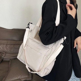 Túi đeo vai WOAY, Túi xách nữ màu trơn bằng vải Canvas, Túi xách thông thường dung tích lớn thời trang dành cho sinh viên