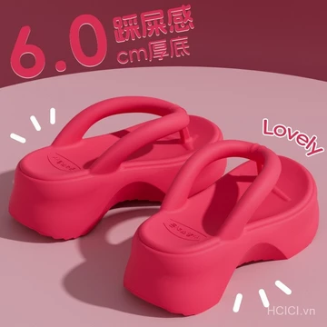Dép xỏ ngón đế dày tăng chiều cao cho phụ nữ, dép sandal không trượt thời trang mùa hè, giày đi biển, dép cao gót cho phụ nữ