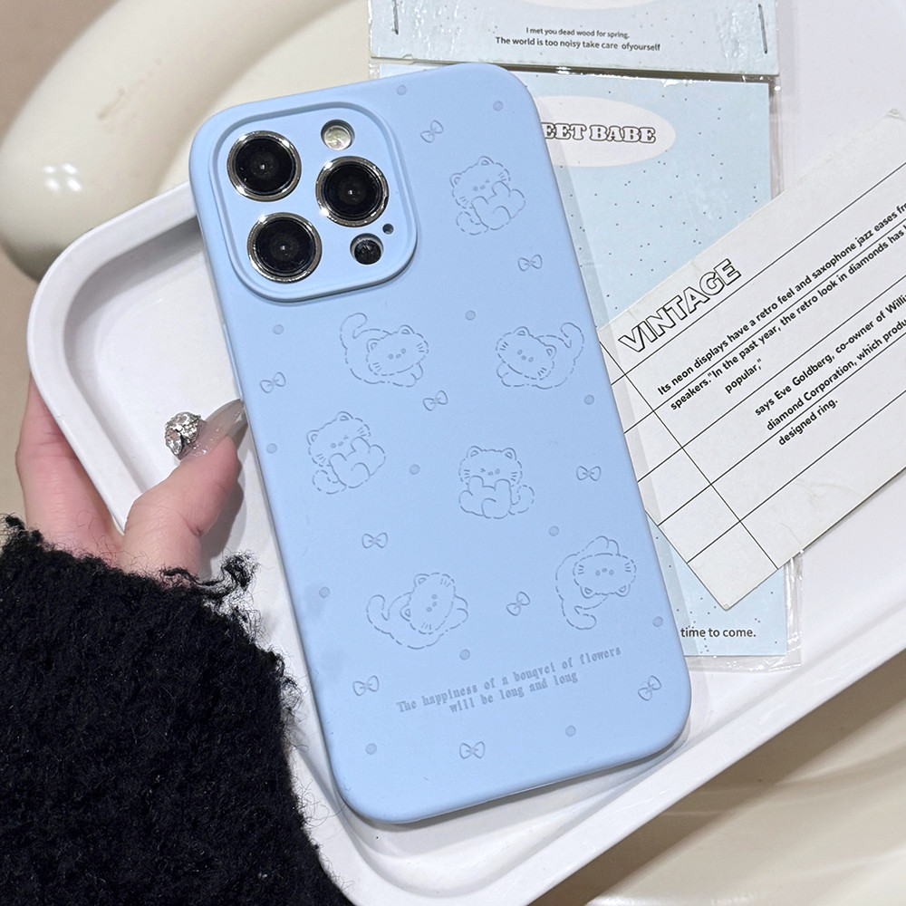 Ốp điện thoại silicon lỏng toàn màn hình cho mèo cho iPhone 17 Pro Max 17 Air 16 Plus 15 14 13 12 Pro Max 11 Vỏ bảo vệ chống sốc