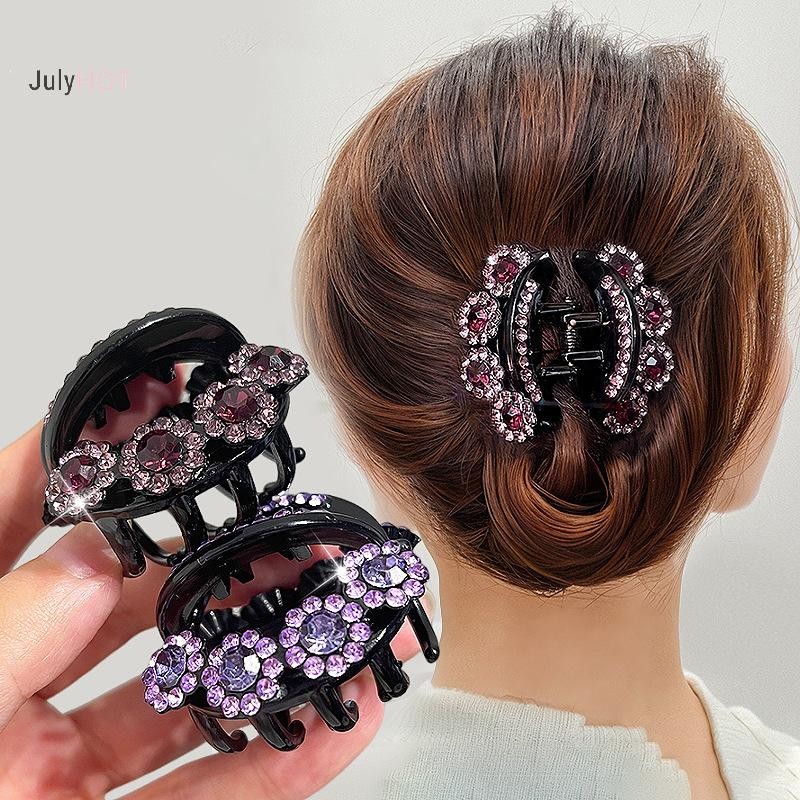 Julyhot Vintage Kim Cương Giả Hoa Vuốt Tóc Nữ Thời Trang Pha Lê Kẹp Tóc Kẹp Cua Đuôi Ngựa Barrette Bé Gái Phụ Kiện Tóc Massivedeals