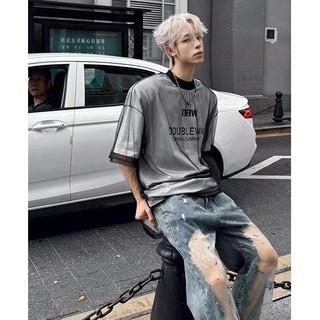 Áo thun nam GKSSS ngắn tay thương hiệu thời trang đường phố cao cấp Mỹ giả hai mảnh áo thun ngắn tay