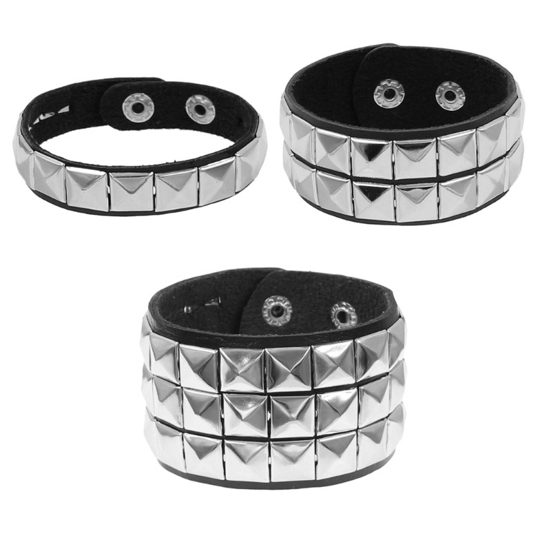 VOng tay COO Punk vuông studded dây da - Thiết kế thời trang cho giới trẻ