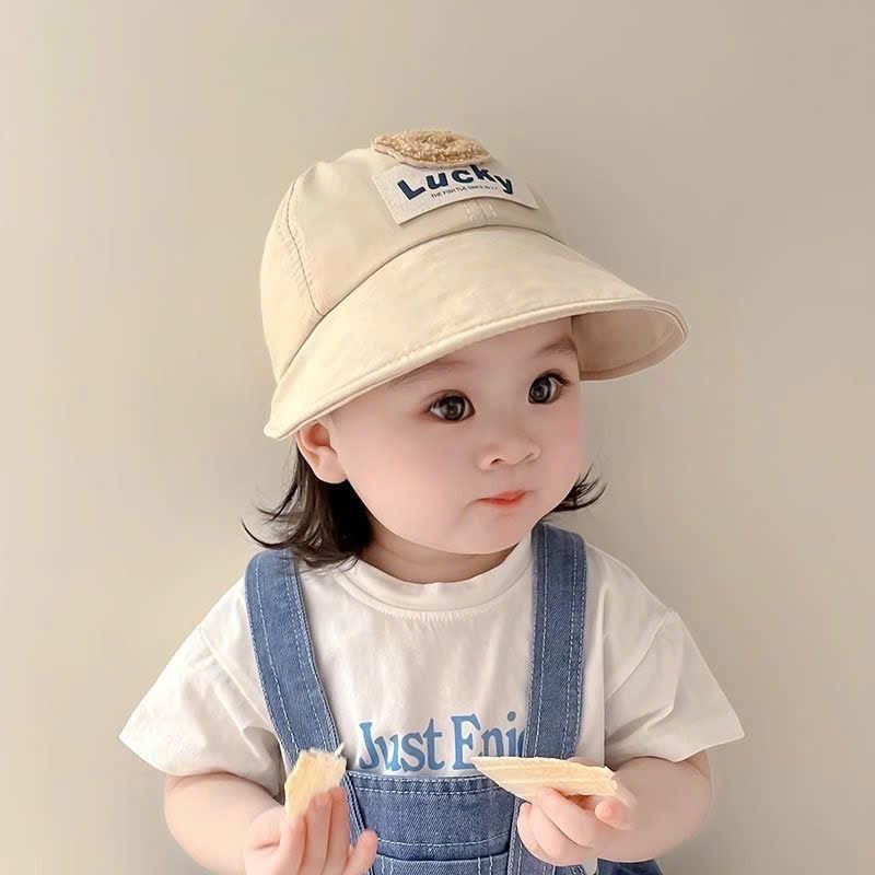 Mũ Lucky bóng chày mỏ vịt trẻ em, mũ mùa hè chống nắng cho bé trai và bé gái họa tiết gấu