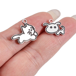 Đánh Bóng Thép Không Gỉ Hoạt Hình Chó Mặt Dây Chuyền Dễ Thương Mèo Con Quyến Rũ Cặp Đôi Tự Làm Trang Sức Handmade Phụ Kiện