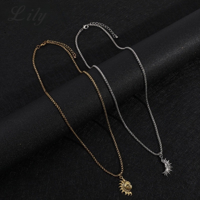Vòng cổ cặp đôi bất đối xứng bằng thép titan T