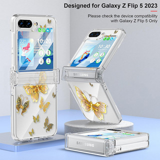 Vỏ Họa Tiết Bướm Cho Samsung Galaxy Z Flip 5 Flip 4 Flip 3 Full Bản Lề Chống Sốc Trong Suốt PC Cứng Gấp Dành Cho Samsung Z Flip5 Flip4 Flip3 Cover