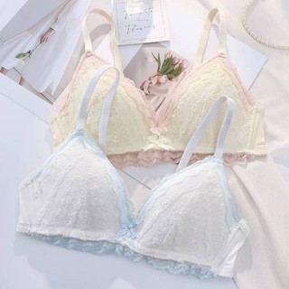 Đồ lót ren ngọt ngào dành cho nữ không có vành thép tam giác cốc thoải mái cho nữ sinh áo ngực ngực nhỏ nâng ngực thoáng khí