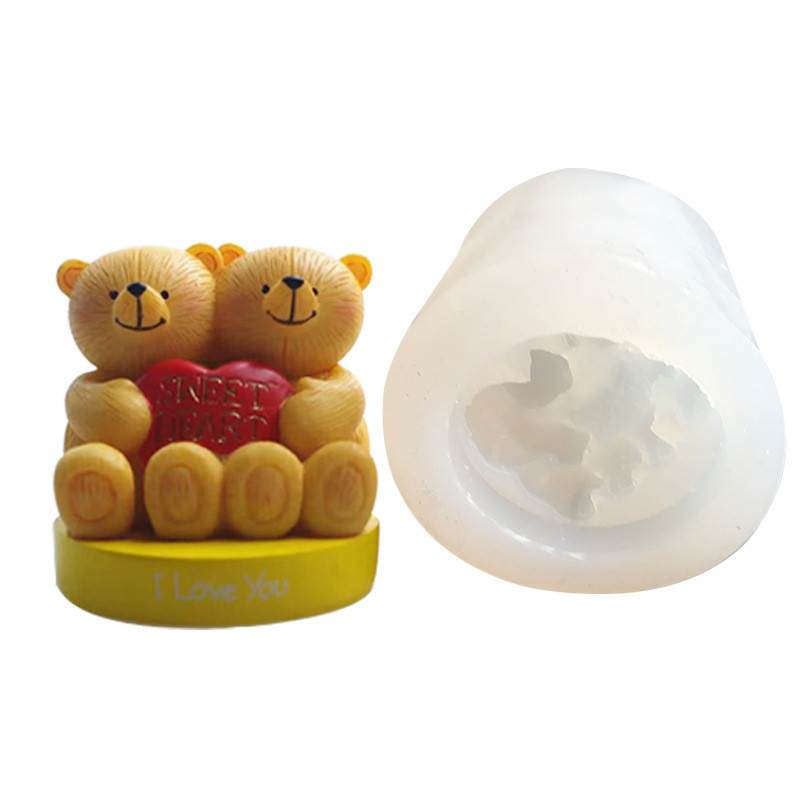 Cốc Giấy Gấu Khuôn Silicon Bánh Sô Cô La DIY Khuôn Nướng Bánh Giữ-Trái Tim Gấu Hương Liệu Xà Phòng Handmade Ô Tô Khuếch Tán Thạch Cao Trang Trí Tweak Đồ Chơi Khuôn
