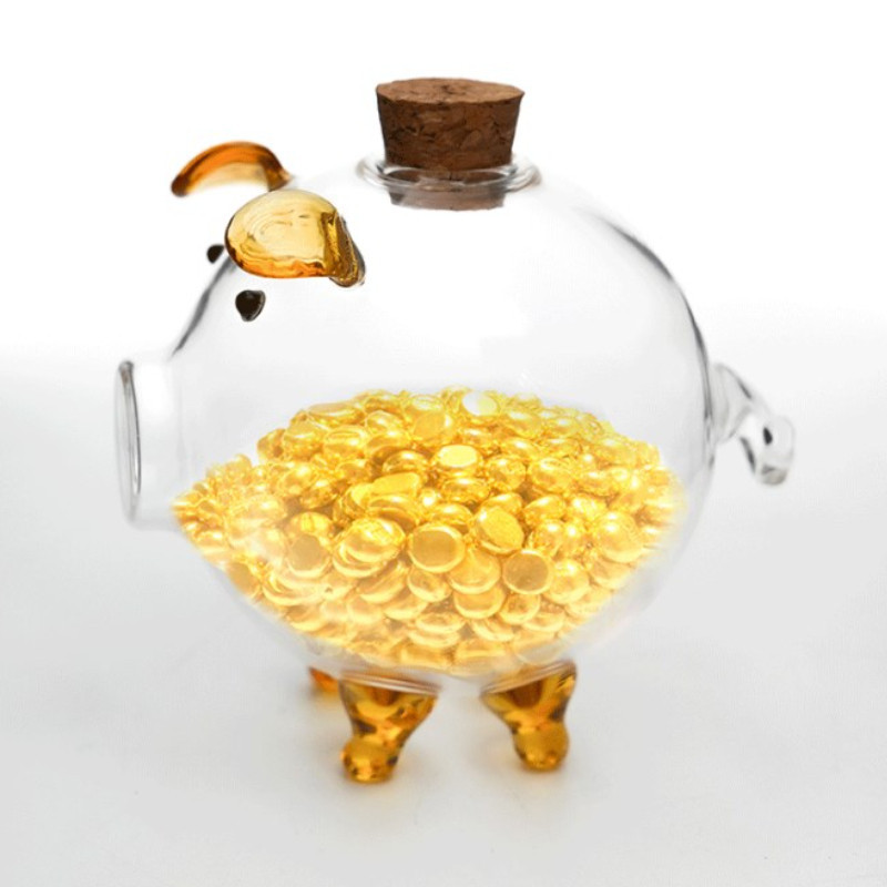 Chai Lưu Trữ Heo Đất Nhỏ Bằng Thủy Tinh Borosilicate Cao，Chai Trang Trí Heo Con
