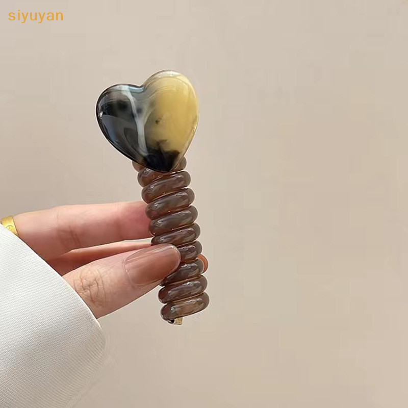 Siyuyan 1 Dây Cao Su Co Giãn Trái Tim Cho Nữ Bé Gái Dây Điện Thoại Dây Buộc Tóc Vòng Xoắn Ốc Cuộn Dây Tóc Đuôi Ngựa Phụ Kiện VN