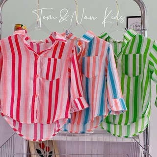 A91-Áo sơ mi sọc Mẹ và bé mặc hè cực xinh Size từ 8-35Kg