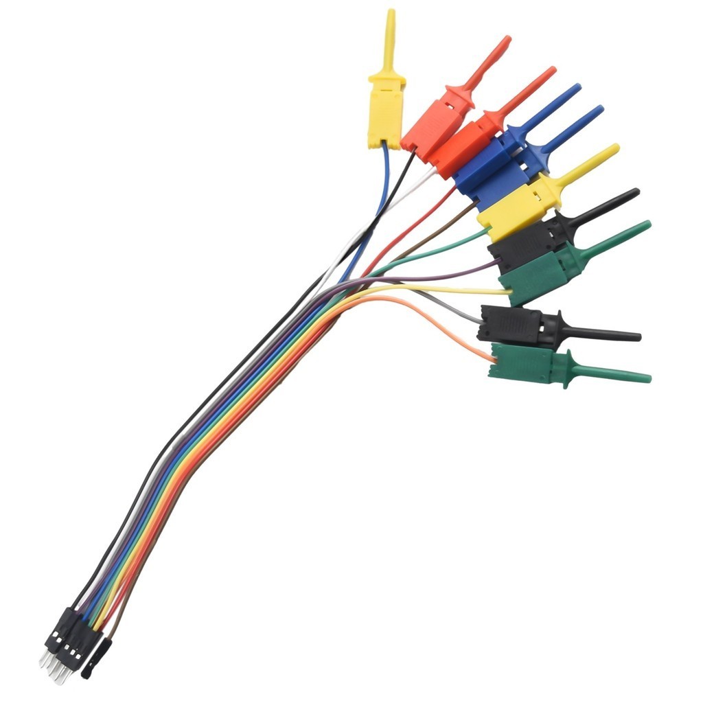 Bộ kẹp móc kim 25cm 10 Bộ phân tích Logic 5 màu Đầu dò kẹp cáp