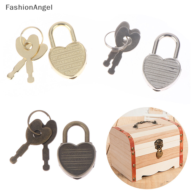 Fashionangel 1 Bộ Hình Trái Tim Ổ Khóa Hành Lý Phần Cứng Khóa W / Khóa Cho Nhật Ký Sách Hộp Trang Sức TH